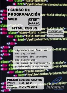 I Curso HTML, CSS y JS cartel Infomun